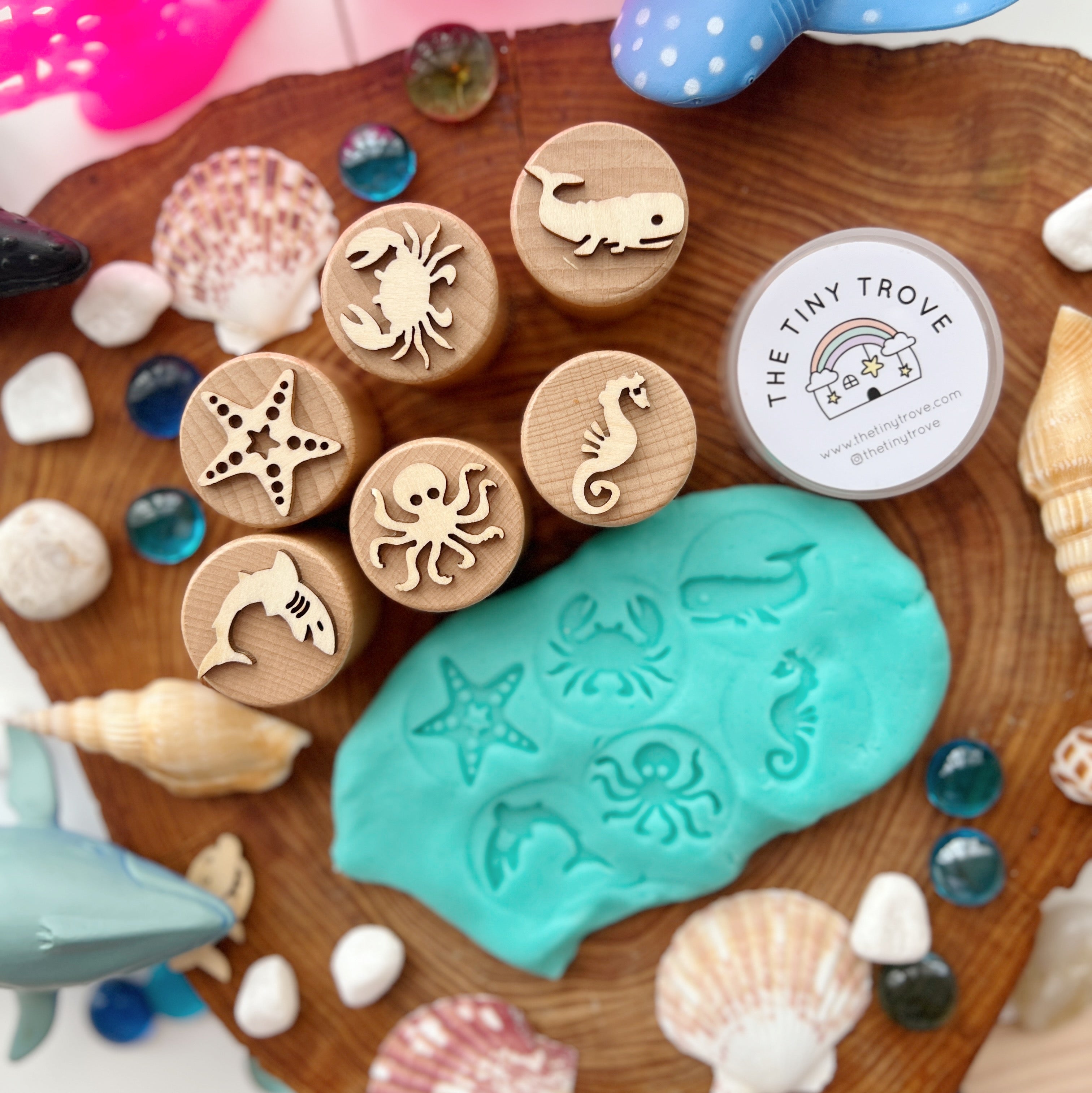 Ocean Creatures Wooden Stampers Set