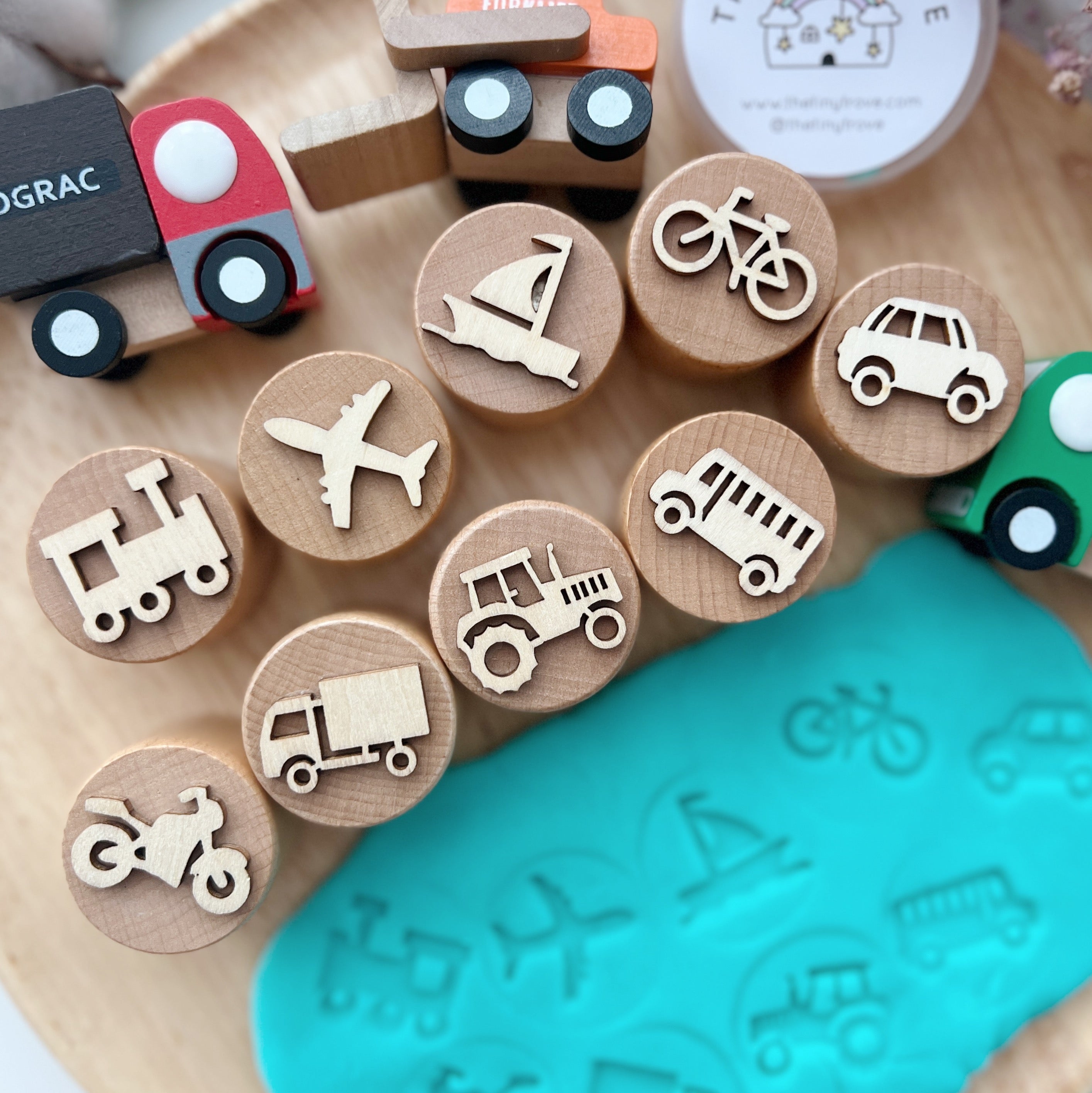 Vehicles on the Go Wooden Stampers Set